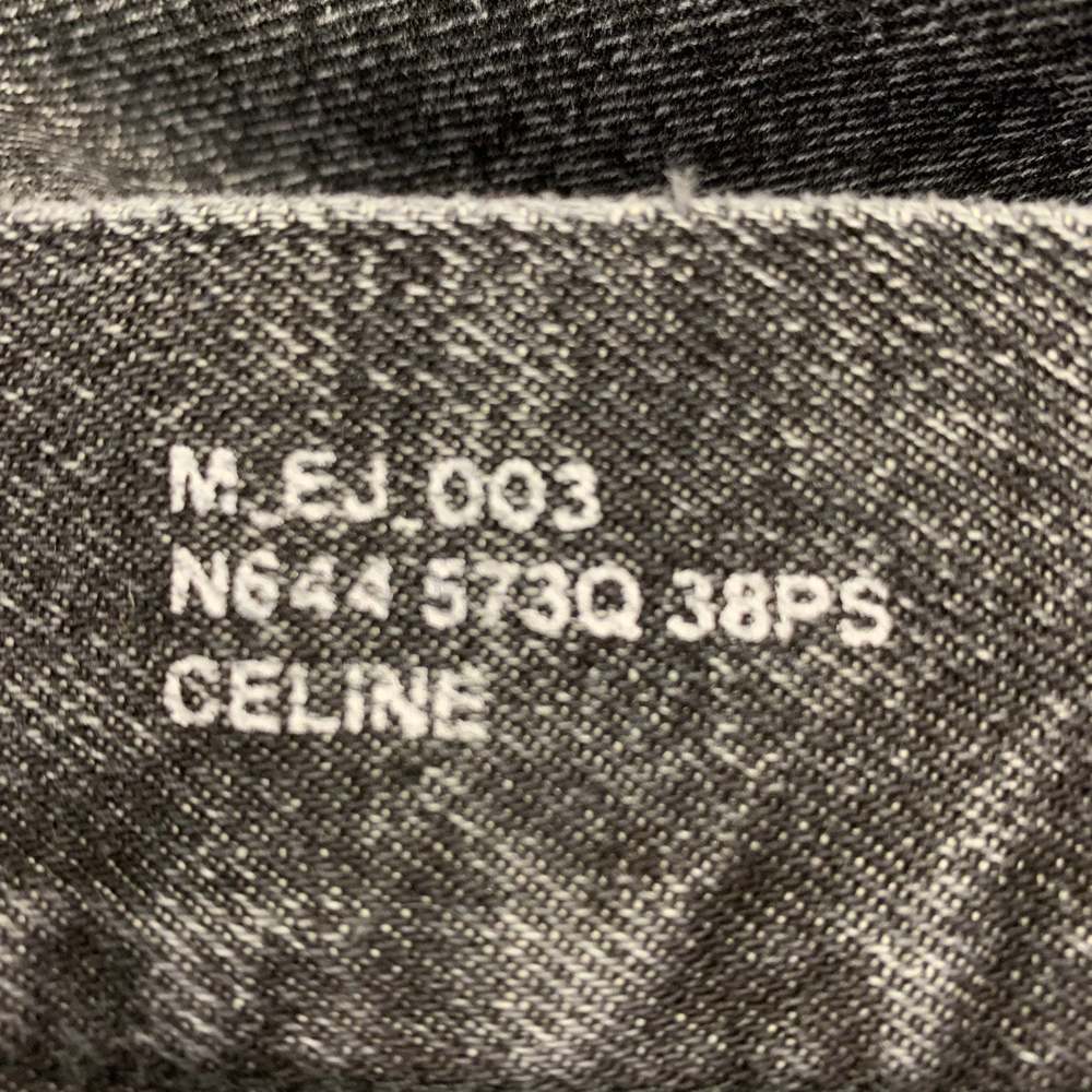 CELINE SS22 Elephant Hedi Slimane Grey Cotton Wide Leg Raw Edge Jeans - Picture 4 of 5